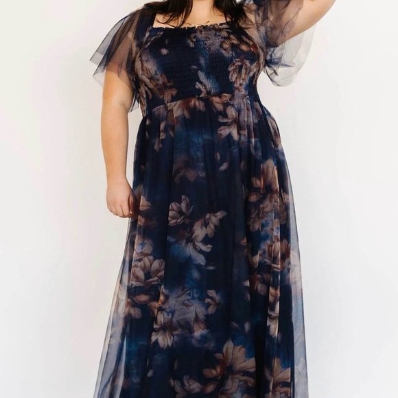 Baltic Born Navy and Brown Floral Maxi Dress - Picture 1 of 1